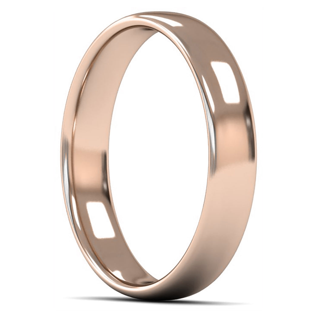 9ct Rose Fairtrade Gold 4mm Light Weight Slight Court Wedding Ring