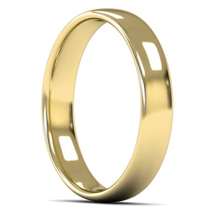 9ct Yellow Gold 4mm Light Weight Slight Court Wedding Ring