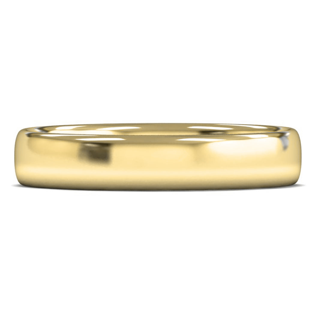 9ct Yellow Gold 4mm Light Weight Slight Court Wedding Ring