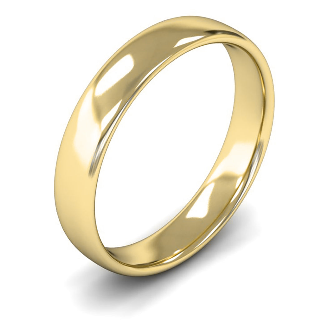 9ct Yellow Gold 4mm Light Weight Slight Court Wedding Ring