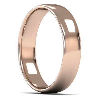 14ct Rose Gold 5mm Light Weight Slight Court Wedding Ring