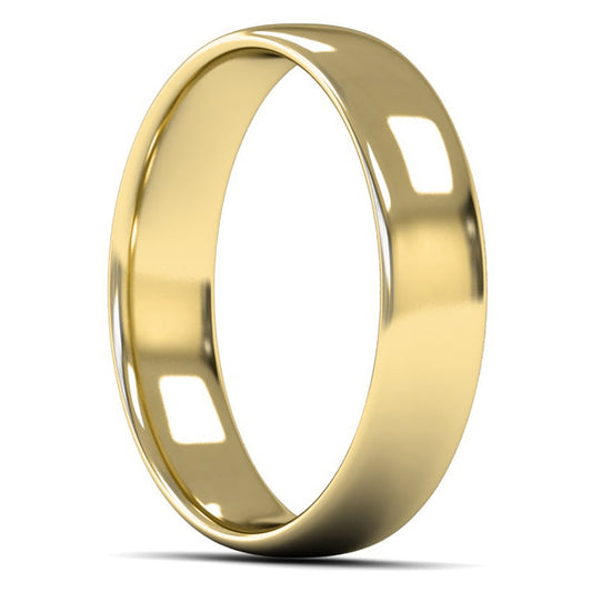 14ct Yellow Fairtrade Gold 5mm Light Weight Slight Court Wedding Ring