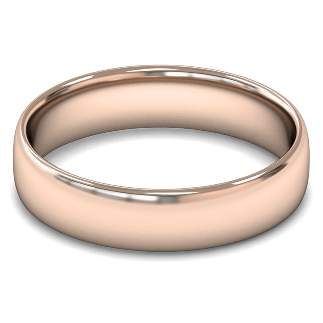 18ct Rose Fairtrade Gold 5mm Light Weight Slight Court Wedding Ring