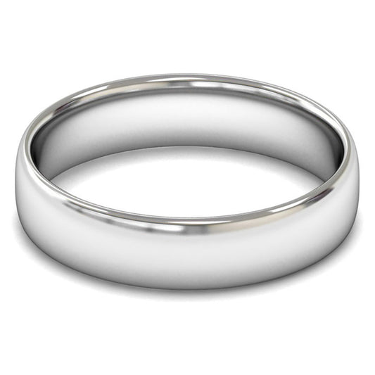 18ct White Gold 5mm Light Weight Slight Court Wedding Ring