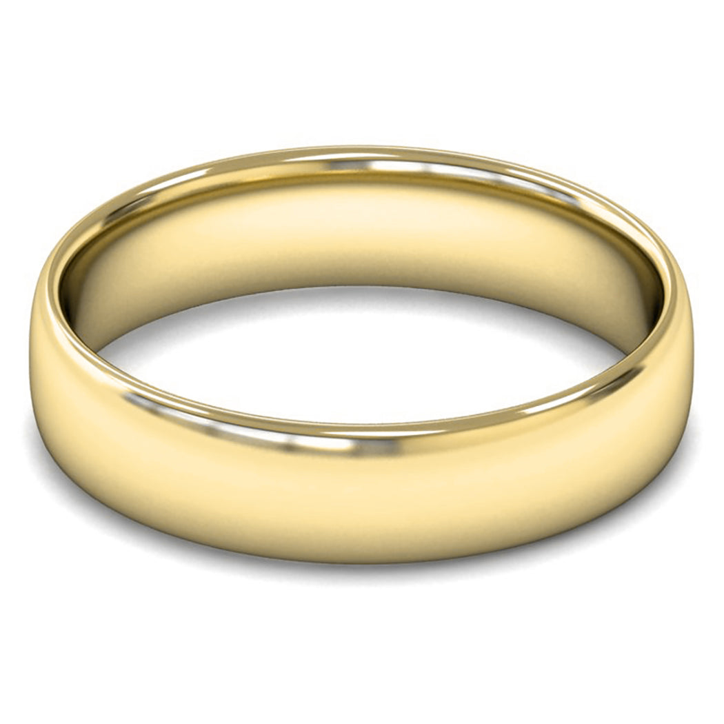 18ct Yellow Gold 5mm Light Weight Slight Court Wedding Ring