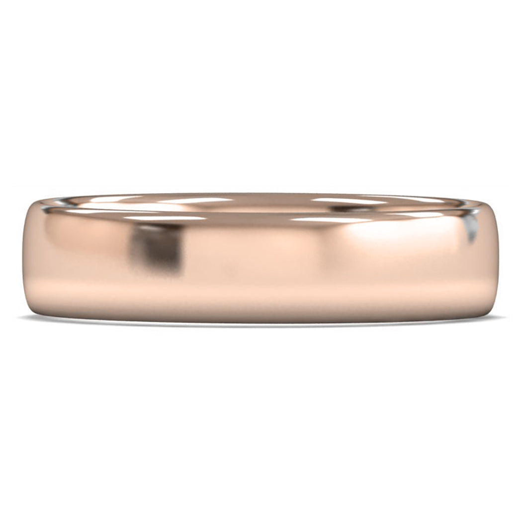 9ct Rose Fairtrade Gold 5mm Light Weight Slight Court Wedding Ring