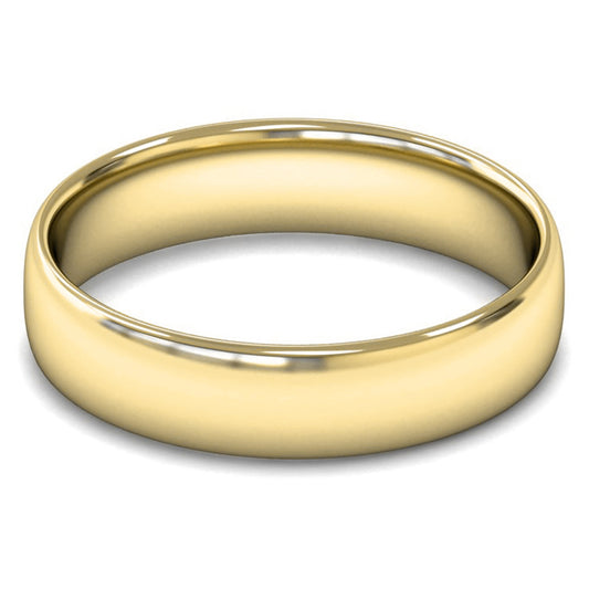 9ct Yellow Gold 5mm Light Weight Slight Court Wedding Ring