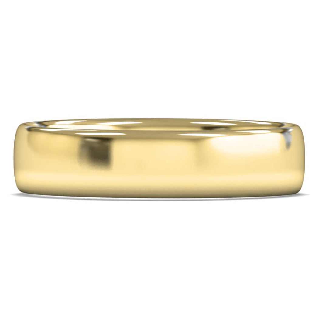 9ct Yellow Fairtrade Gold 5mm Light Weight Slight Court Wedding Ring