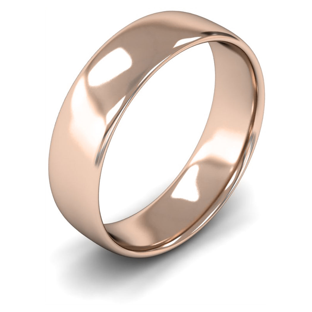 14ct Rose Fairtrade Gold 6mm Light Weight Slight Court Wedding Ring