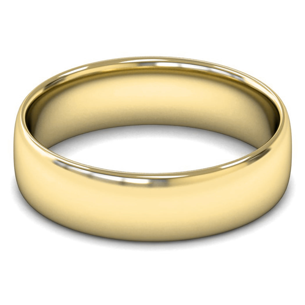14ct Yellow Gold 6mm Light Weight Slight Court Wedding Ring