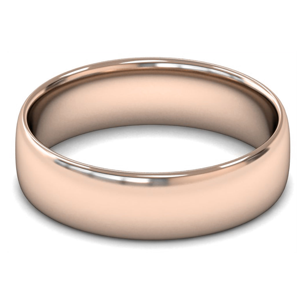 9ct Rose Gold 6mm Light Weight Slight Court Wedding Ring