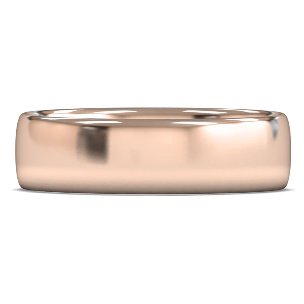 9ct Rose Gold 6mm Light Weight Slight Court Wedding Ring