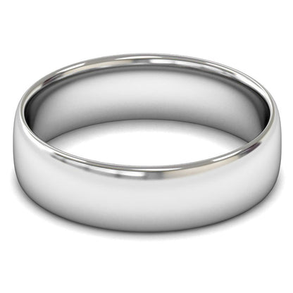 9ct White Fairtrade Gold 6mm Light Weight Slight Court Wedding Ring