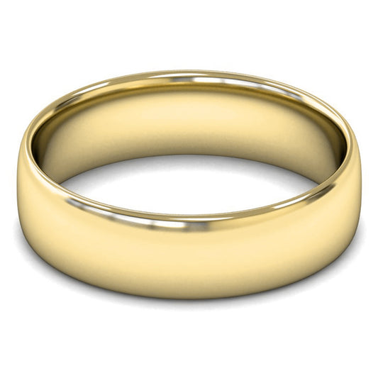 9ct Yellow Gold 6mm Light Weight Slight Court Wedding Ring