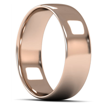 14ct Rose Gold 7mm Light Weight Slight Court Wedding Ring