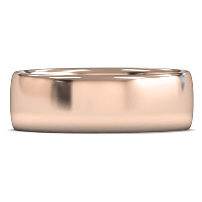 14ct Rose Gold 7mm Light Weight Slight Court Wedding Ring
