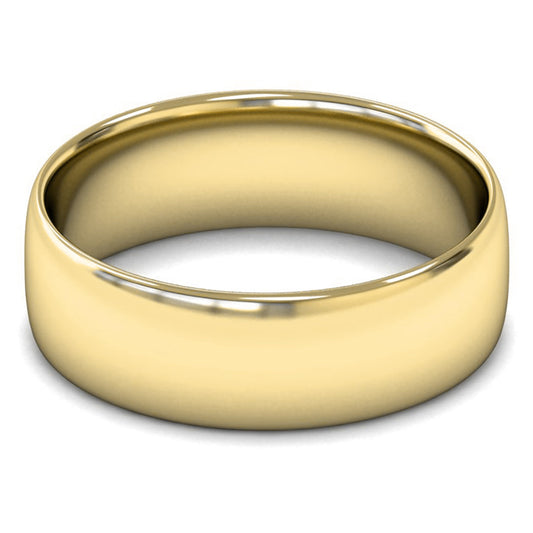14ct Yellow Gold 7mm Light Weight Slight Court Wedding Ring