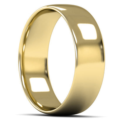 18ct Yellow Gold 7mm Light Weight Slight Court Wedding Ring