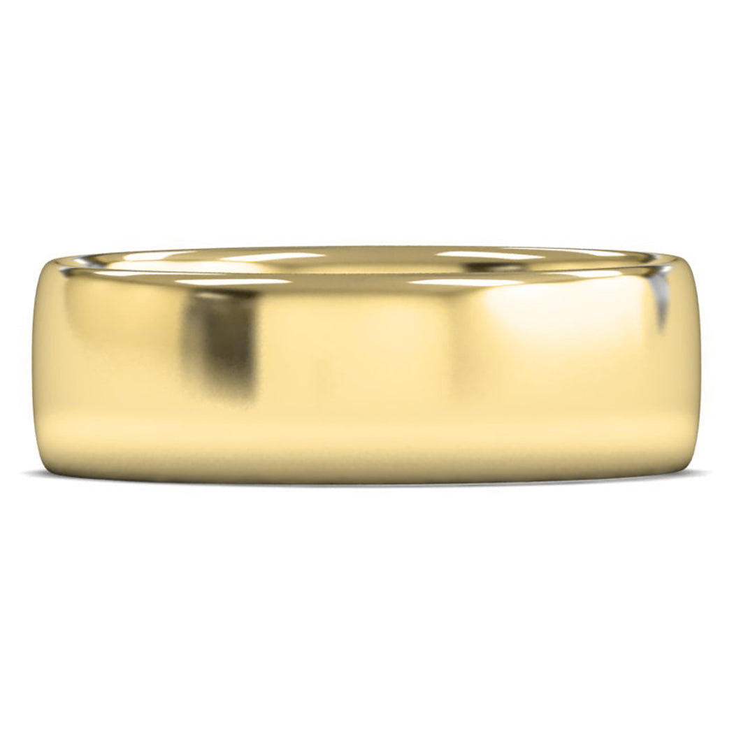18ct Yellow Fairtrade Gold 7mm Light Weight Slight Court Wedding Ring