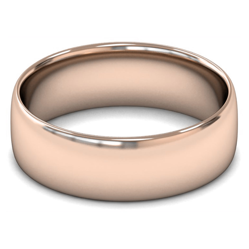 9ct Rose Gold 7mm Light Weight Slight Court Wedding Ring