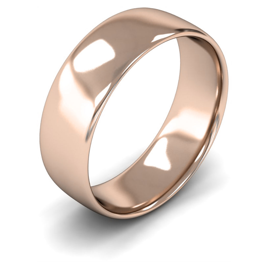 9ct Rose Gold 7mm Light Weight Slight Court Wedding Ring