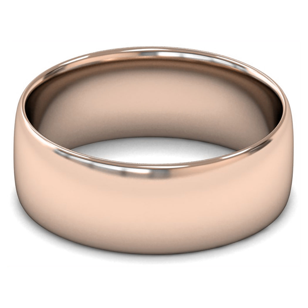 14ct Rose Gold 8mm Light Weight Slight Court Wedding Ring