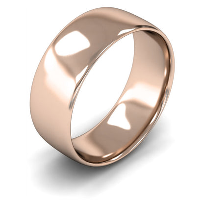 14ct Rose Gold 8mm Light Weight Slight Court Wedding Ring