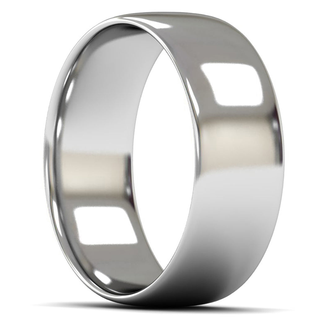 14ct White Gold 8mm Light Weight Slight Court Wedding Ring