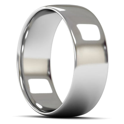 14ct White Gold 8mm Light Weight Slight Court Wedding Ring