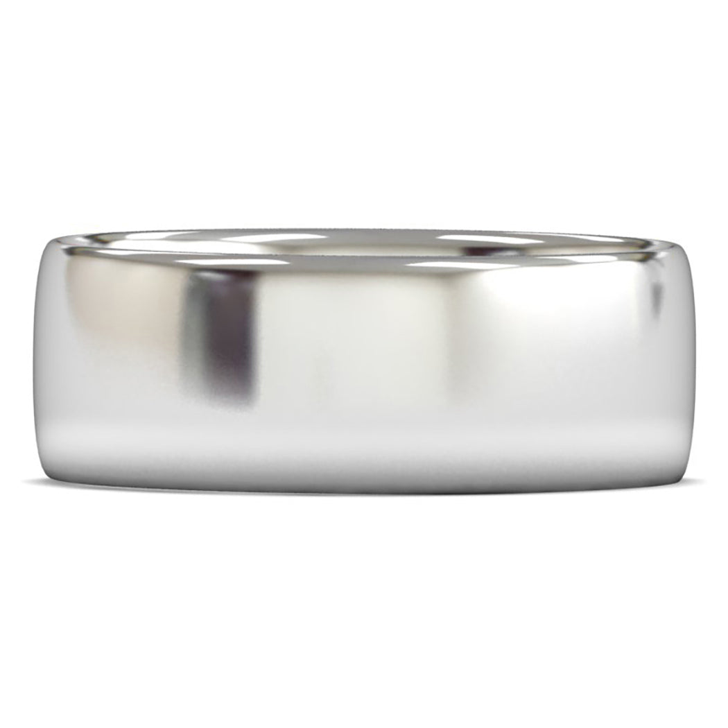 14ct White Gold 8mm Light Weight Slight Court Wedding Ring