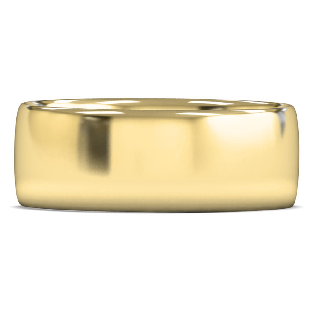 14ct Yellow Gold 8mm Light Weight Slight Court Wedding Ring