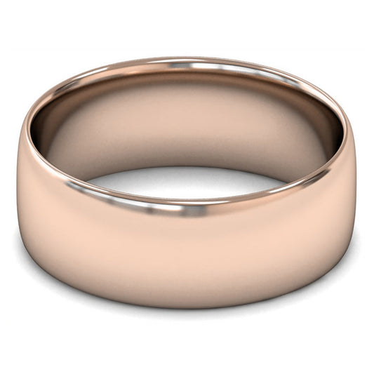 18ct Rose Gold 8mm Light Weight Slight Court Wedding Ring