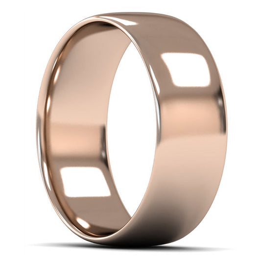 18ct Rose Fairtrade Gold 8mm Light Weight Slight Court Wedding Ring