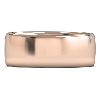 18ct Rose Fairtrade Gold 8mm Light Weight Slight Court Wedding Ring