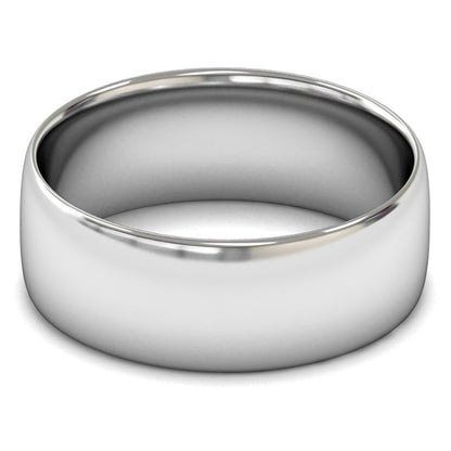 18ct White Gold 8mm Light Weight Slight Court Wedding Ring
