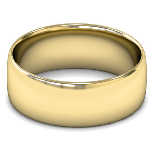 18ct Yellow Gold 8mm Light Weight Slight Court Wedding Ring