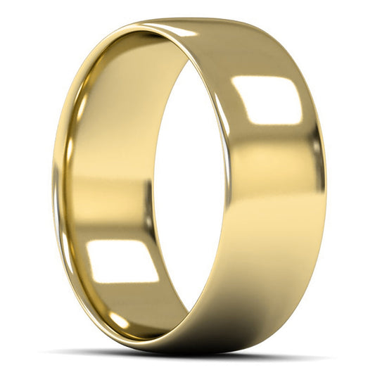 18ct Yellow Gold 8mm Light Weight Slight Court Wedding Ring