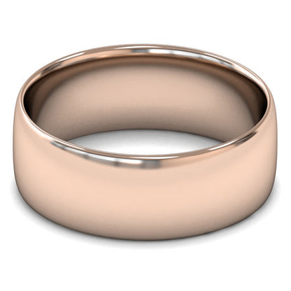 9ct Rose Gold 8mm Light Weight Slight Court Wedding Ring