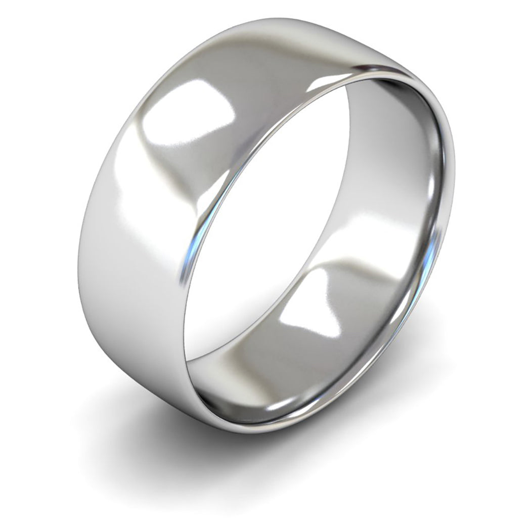 Palladium 950 8mm Light Weight Slight Court Wedding Ring