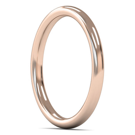 14ct Rose Gold 2mm Medium Weight Slight Court Wedding Ring