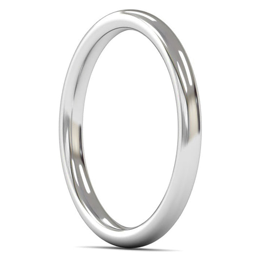 14ct White Fairtrade Gold 2mm Medium Weight Slight Court Wedding Ring