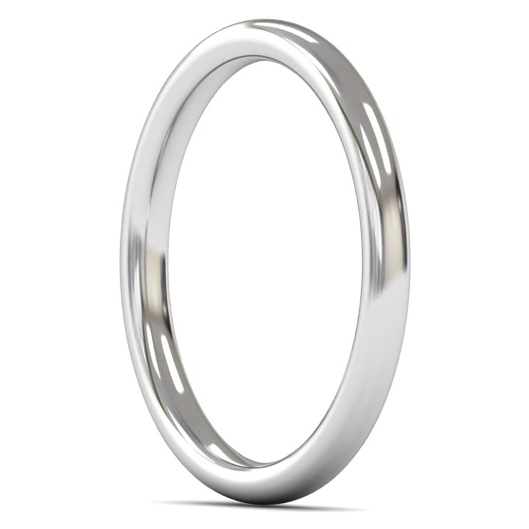 14ct White Gold 2mm Medium Weight Slight Court Wedding Ring