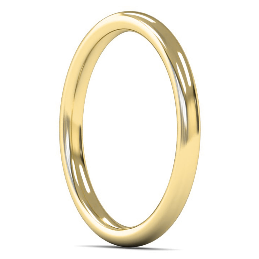 14ct Yellow Gold 2mm Medium Weight Slight Court Wedding Ring