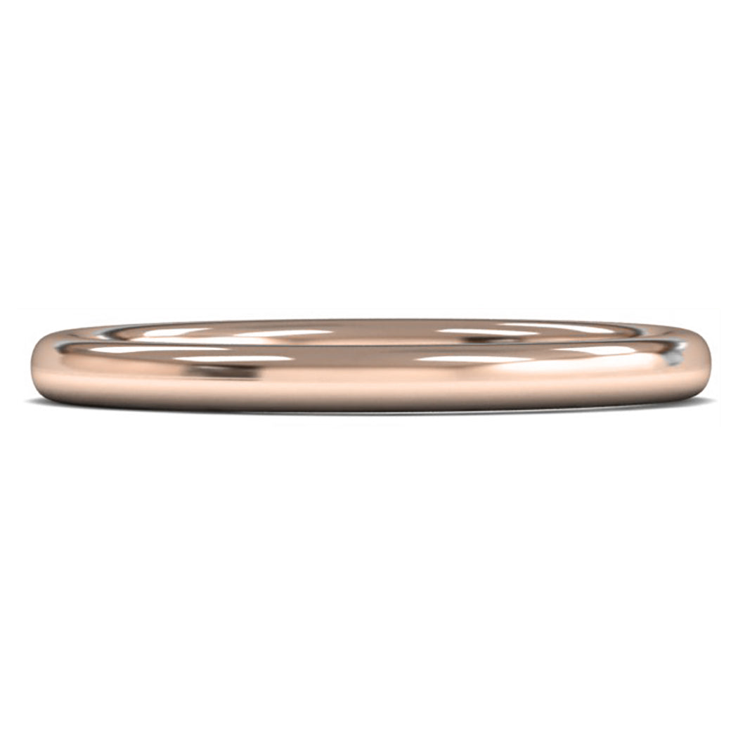 18ct Rose Gold 2mm Medium Weight Slight Court Wedding Ring