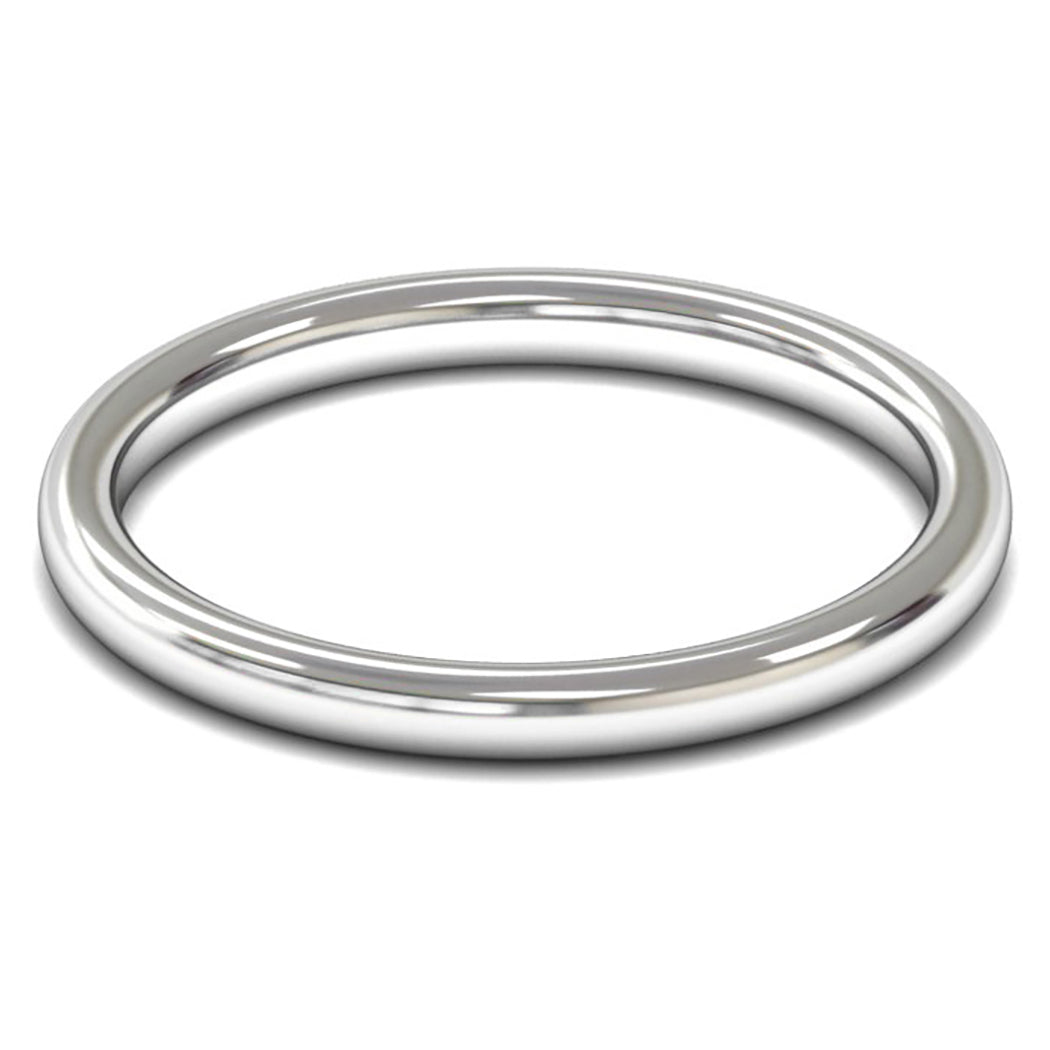 18ct White Fairtrade Gold 2mm Medium Weight Slight Court Wedding Ring