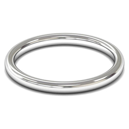 18ct White Fairtrade Gold 2mm Medium Weight Slight Court Wedding Ring