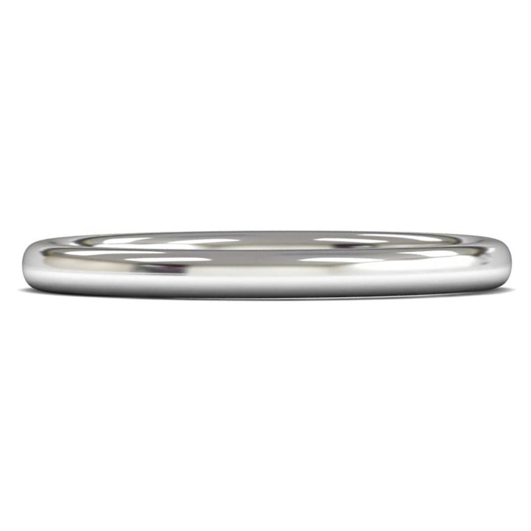 9ct White Fairtrade Gold 2mm Medium Weight Slight Court Wedding Ring