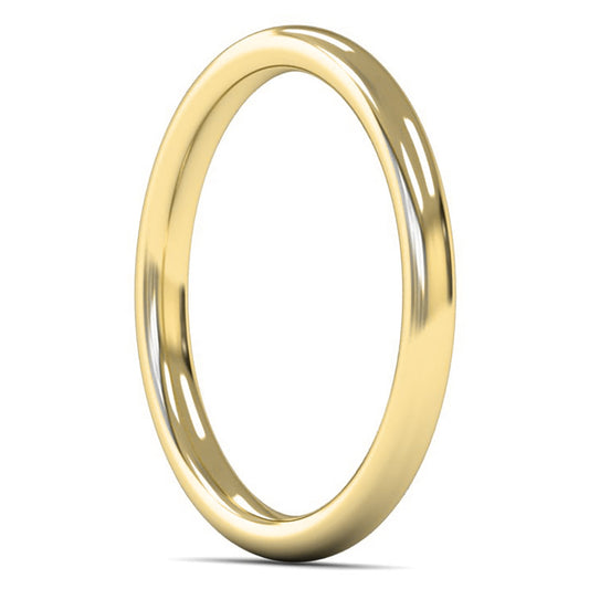 9ct Yellow Gold 2mm Medium Weight Slight Court Wedding Ring