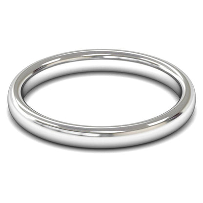 14ct White Fairtrade Gold 2.5mm Medium Weight Slight Court Wedding Ring