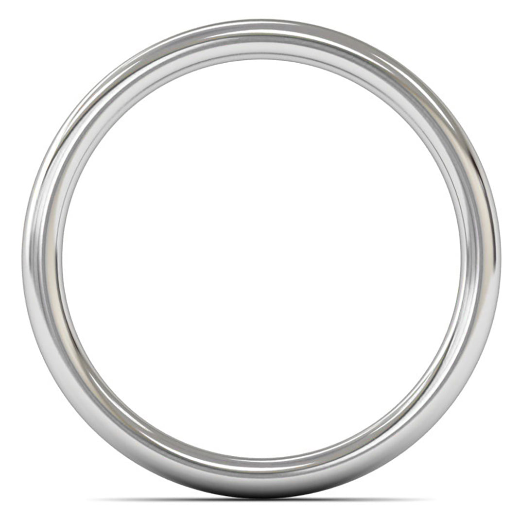 14ct White Fairtrade Gold 2.5mm Medium Weight Slight Court Wedding Ring